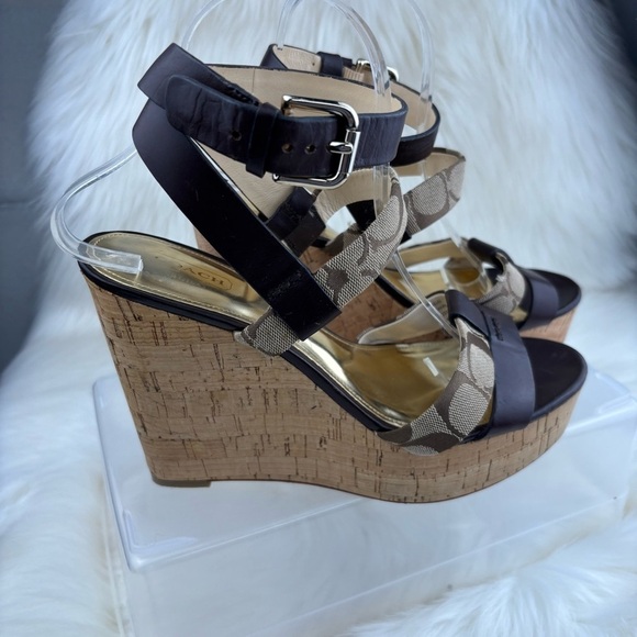 COACH CHARLA VACHETTA PLATFORMS WEDGES SHOES SIZE 9 woman - Picture 3 of 9